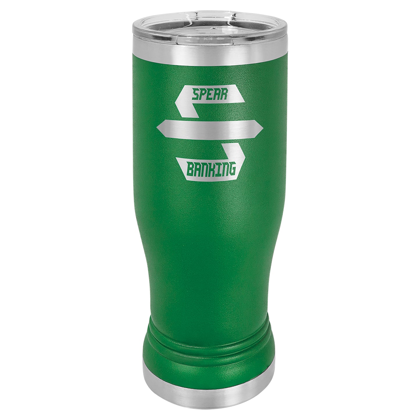 Personalized Laser Engraved  Green 14 oz. Polar Camel Pilsner Tumbler with Clear Lid