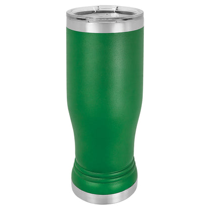 Personalized Laser Engraved  Green 14 oz. Polar Camel Pilsner Tumbler with Clear Lid