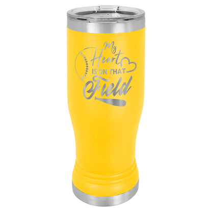 Personalized Laser Engraved  Yellow 14 oz. Polar Camel Pilsner Tumbler with Clear Lid