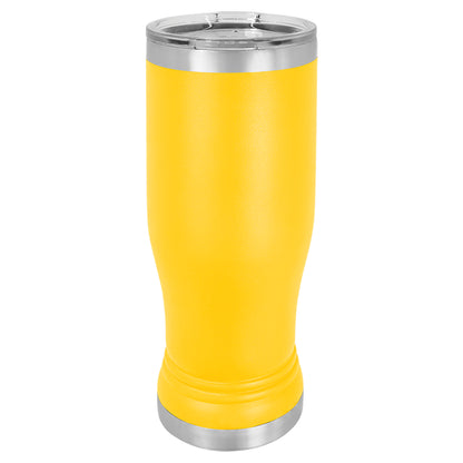 Personalized Laser Engraved  Yellow 14 oz. Polar Camel Pilsner Tumbler with Clear Lid