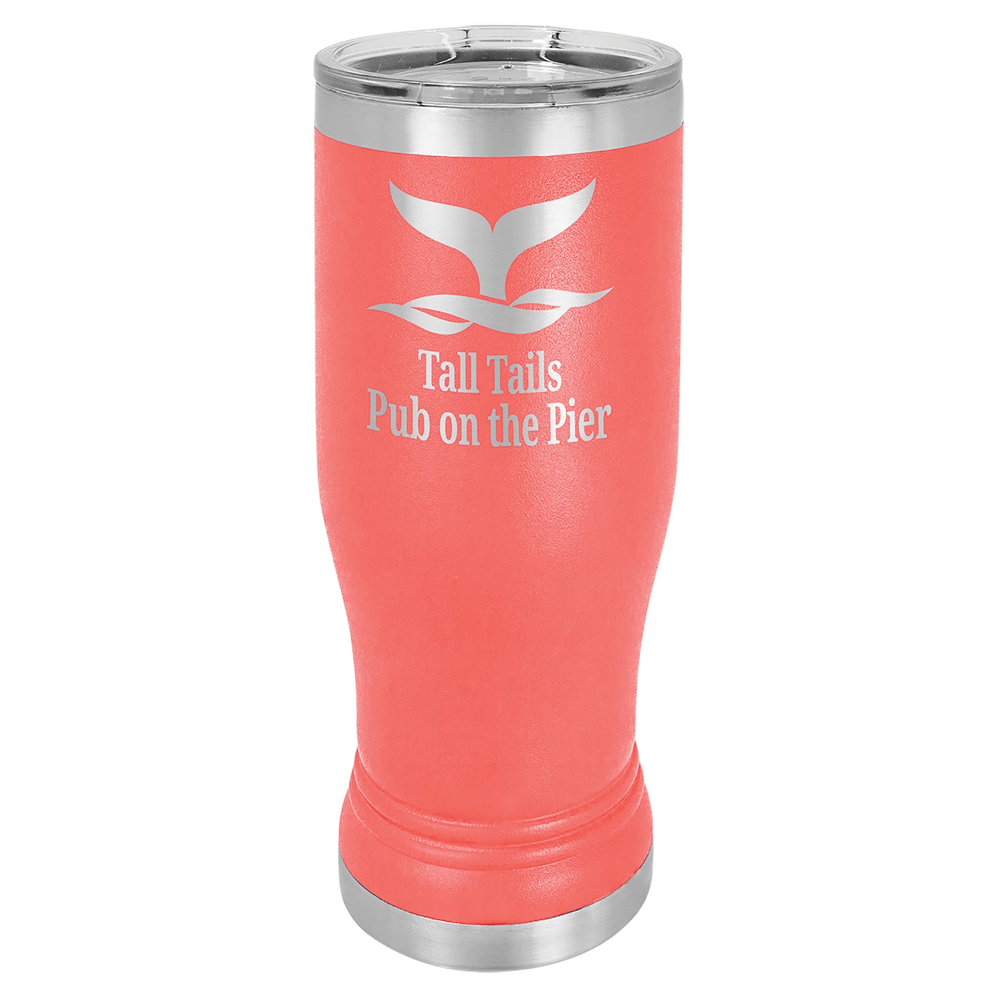 Personalized Laser Engraved  Coral 14 oz. Polar Camel Pilsner Tumbler with Clear Lid