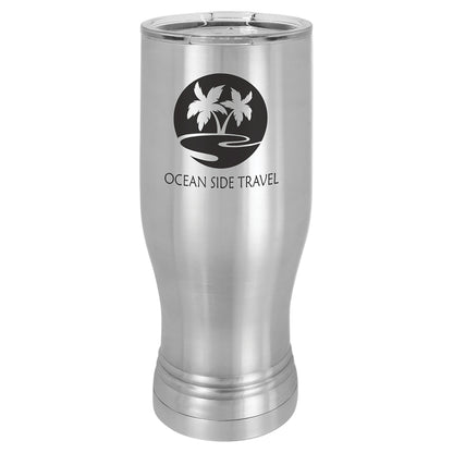 Personalized Laser Engraved  Stainless Steel 20 oz. Polar Camel Pilsner Tumbler with Clear Lid