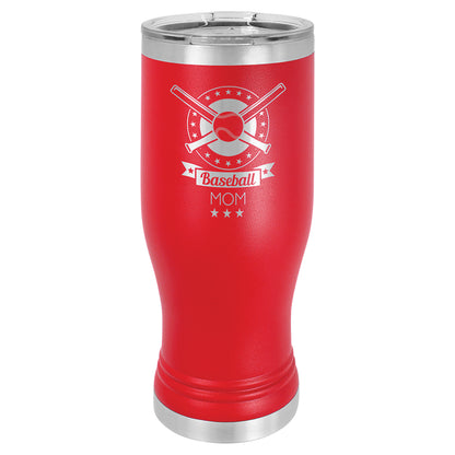 Personalized Laser Engraved  Red 20 oz. Polar Camel Pilsner Tumbler with Clear Lid