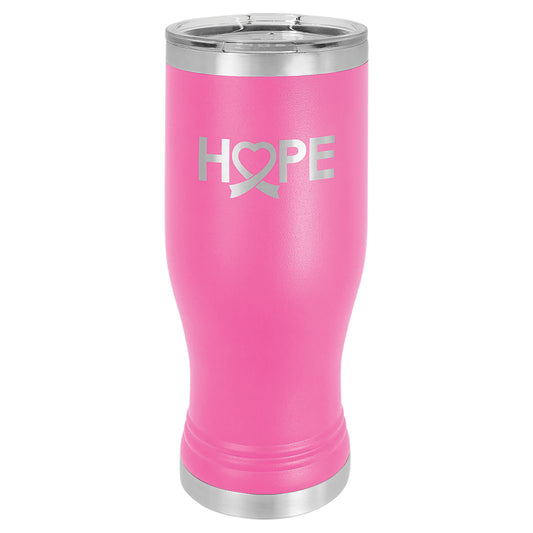 Personalized Laser Engraved  Pink 20 oz. Polar Camel Pilsner Tumbler with Clear Lid