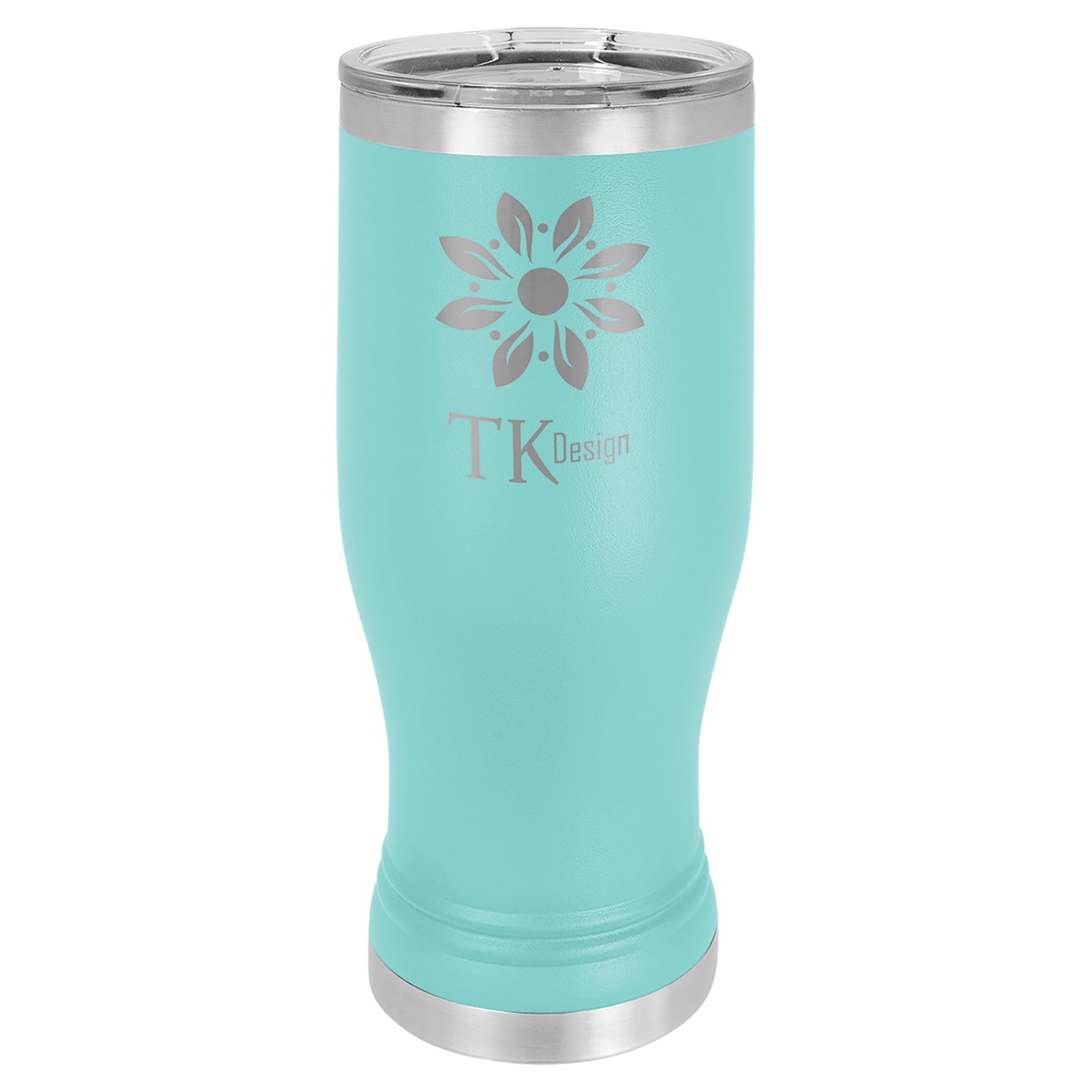 Personalized Laser Engraved  Teal 20 oz. Polar Camel Pilsner Tumbler with Clear Lid