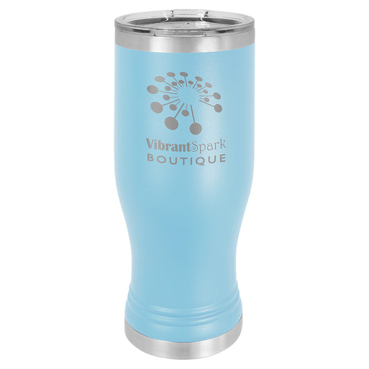 Personalized Laser Engraved  Light Blue 20 oz. Polar Camel Pilsner Tumbler with Clear Lid