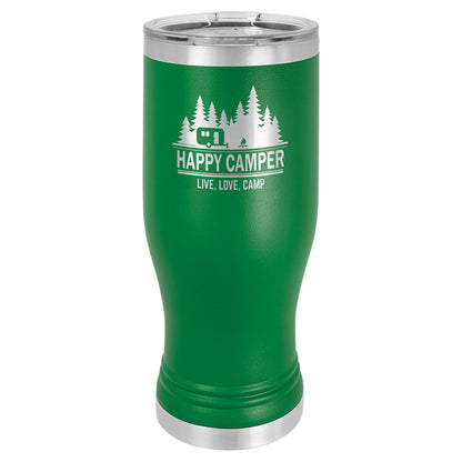 Personalized Laser Engraved  Green 20 oz. Polar Camel Pilsner Tumbler with Clear Lid