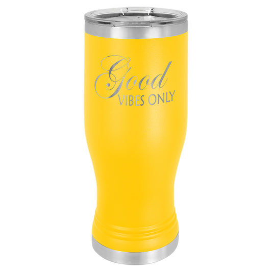 Personalized Laser Engraved  Yellow 20 oz. Polar Camel Pilsner Tumbler with Clear Lid