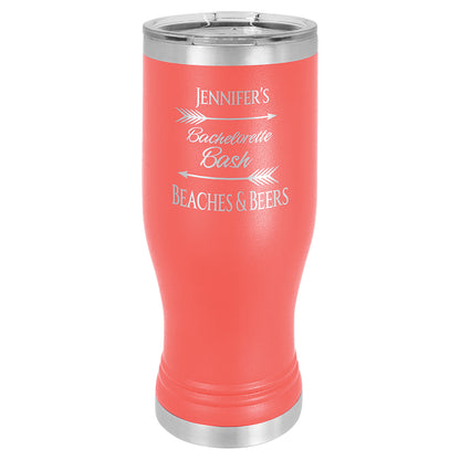 Personalized Laser Engraved  Coral 20 oz. Polar Camel Pilsner Tumbler with Clear Lid