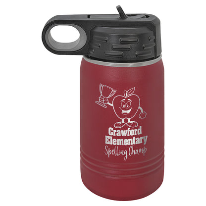 Personalized Laser Engraved  Maroon 12 oz. Polar Camel Water Bottle