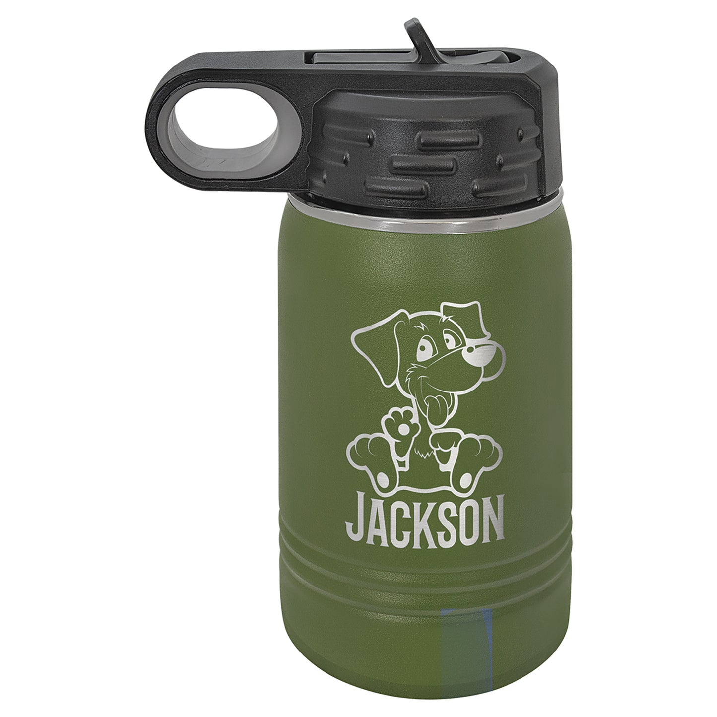 Personalized Laser Engraved  Olive Green 12 oz. Polar Camel Water Bottle