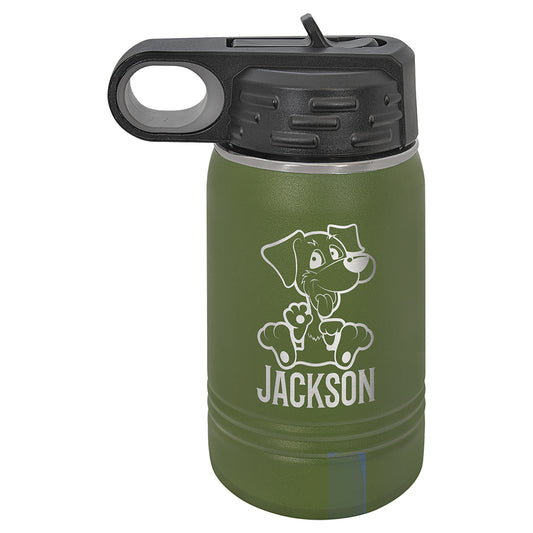 Personalized Laser Engraved  Olive Green 12 oz. Polar Camel Water Bottle