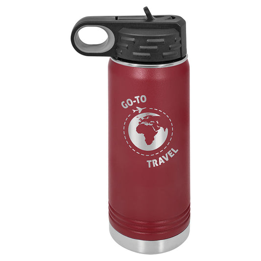 Personalized Laser Engraved Polar Camel 20 oz. Maroon Water Bottle