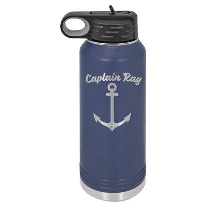 Personalized Laser Engraved  Navy Blue 32 oz. Polar Camel Water Bottle