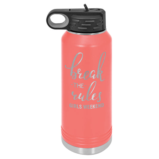 Personalized Laser Engraved  Coral 32 oz. Polar Camel Water Bottle