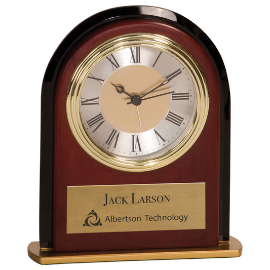 Personalized Laser Engraved 6 1/2" Mahogany Finish Arch Clock