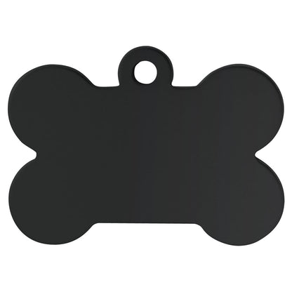 Personalized Laser Engraved 1 1/2" x 1" Black  Anodized Aluminum Bone Pet Tag