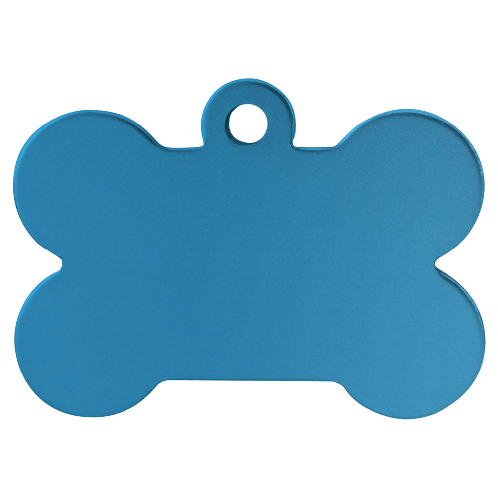 Personalized Laser Engraved 1 1/2" x 1" Blue  Anodized Aluminum Bone Pet Tag