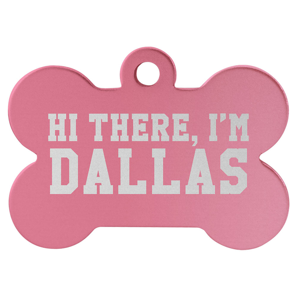 Personalized Laser Engraved 1 1/2" x 1" Pink  Anodized Aluminum Bone Pet Tag