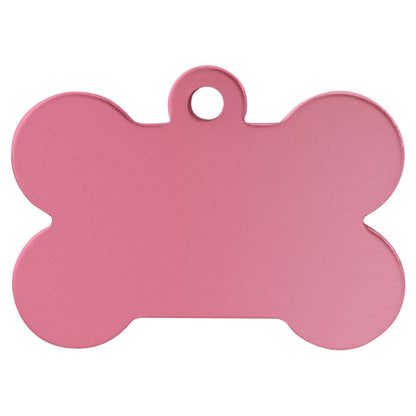 Personalized Laser Engraved 1 1/2" x 1" Pink  Anodized Aluminum Bone Pet Tag