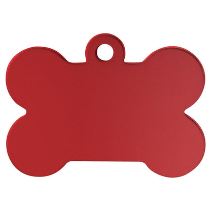 Personalized Laser Engraved 1 1/2" x 1" Red  Anodized Aluminum Bone Pet Tag