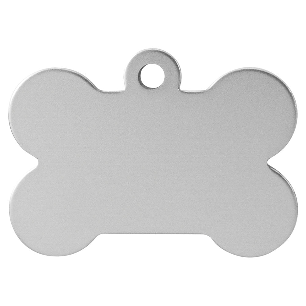 Personalized Laser Engraved 1 1/2" x 1" Silver  Anodized Aluminum Bone Pet Tag