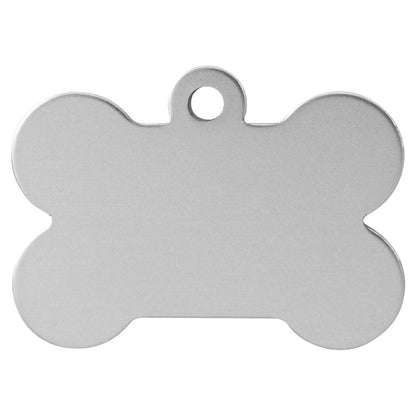 Personalized Laser Engraved 1 1/2" x 1" Silver  Anodized Aluminum Bone Pet Tag