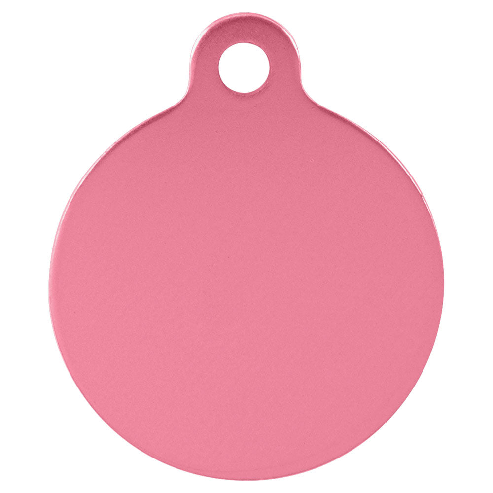 Personalized Laser Engraved 1 1/4" Pink  Anodized Aluminum Round Pet Tag with Tab