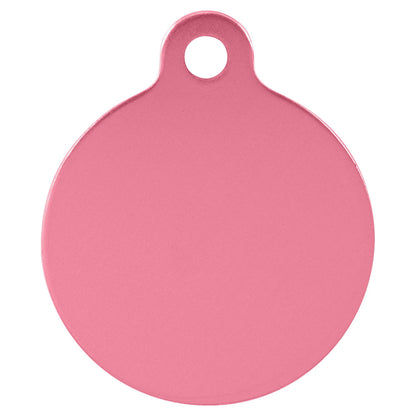 Personalized Laser Engraved 1 1/4" Pink  Anodized Aluminum Round Pet Tag with Tab