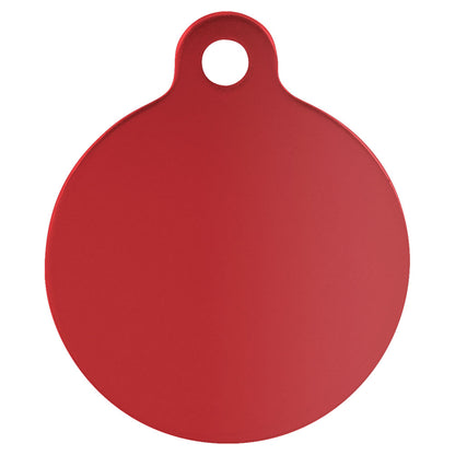 Personalized Laser Engraved 1 1/4" Red  Anodized Aluminum Round Pet Tag with Tab