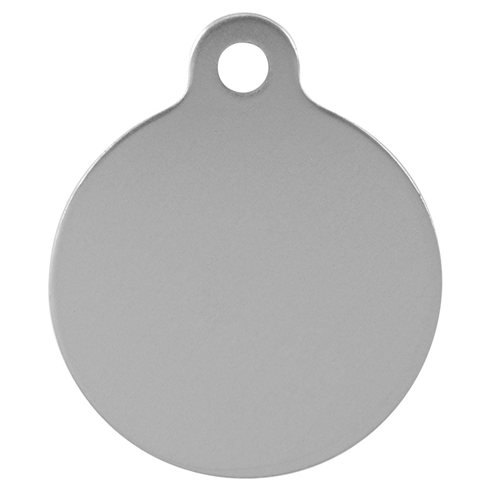 Personalized Laser Engraved 1 1/4" Silver  Anodized Aluminum Round Pet Tag with Tab