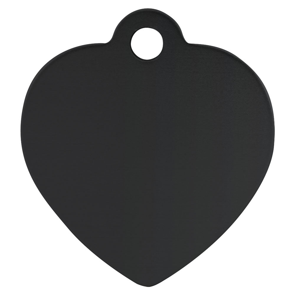 Personalized Laser Engraved 1 1/4" x 1 1/4" Black  Anodized Aluminum Heart Pet Tag