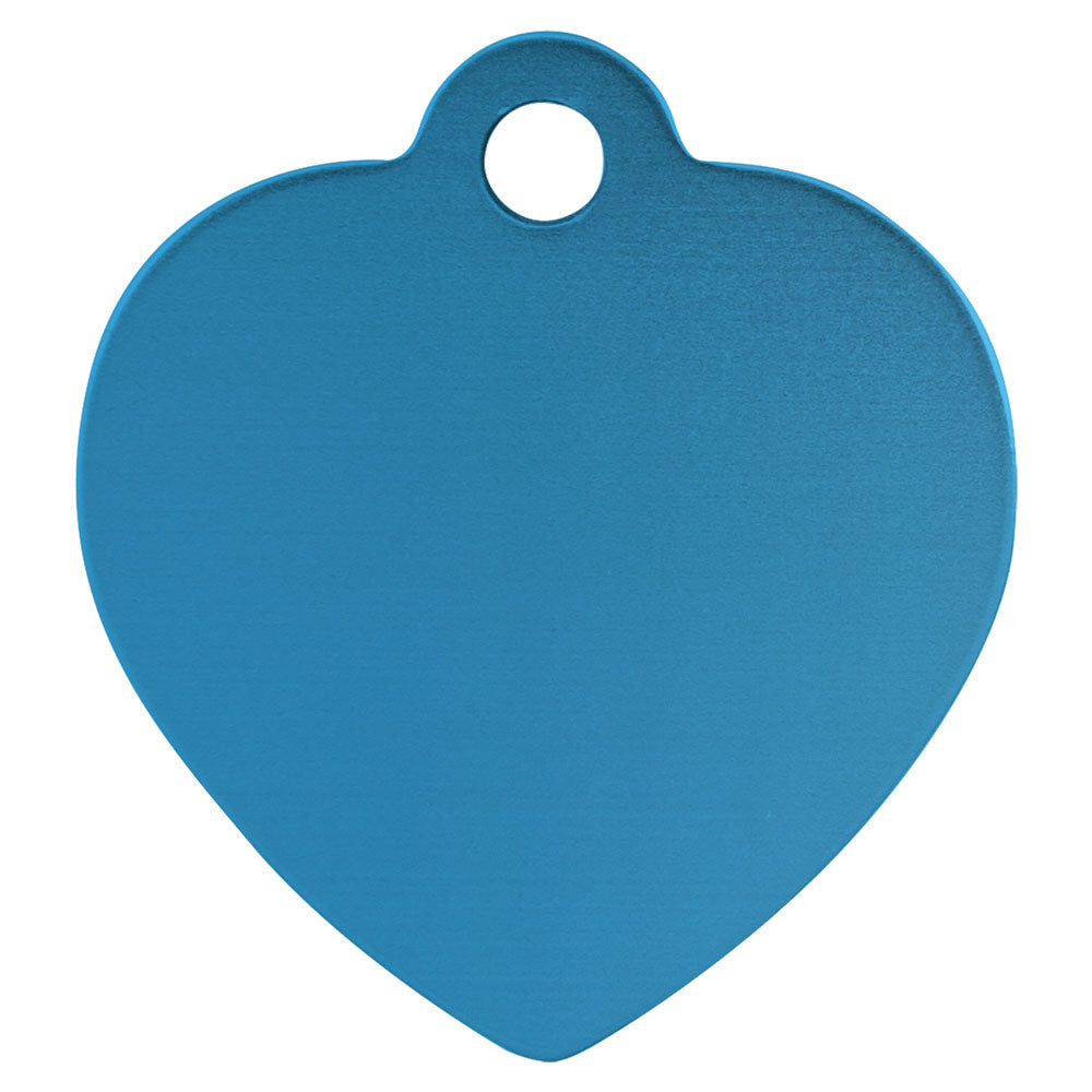 Personalized Laser Engraved 1 1/4" x 1 1/4" Blue  Anodized Aluminum Heart Pet Tag