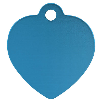 Personalized Laser Engraved 1 1/4" x 1 1/4" Blue  Anodized Aluminum Heart Pet Tag