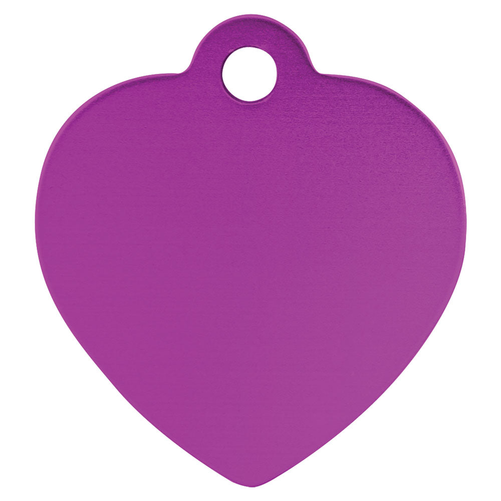 Personalized Laser Engraved 1 1/4" x 1 1/4" Purple  Anodized Aluminum Heart Pet Tag