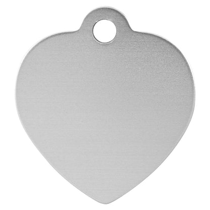 Personalized Laser Engraved 1 1/4" x 1 1/4" Silver  Anodized Aluminum Heart Pet Tag