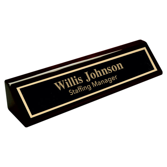 Personalized Laser Engraved 10 1/2" Black Piano Finish Desk Wedge