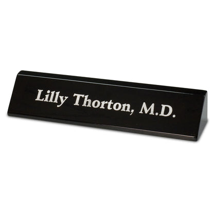 Personalized Laser Engraved 10 1/2" Black Piano Finish Desk Wedge