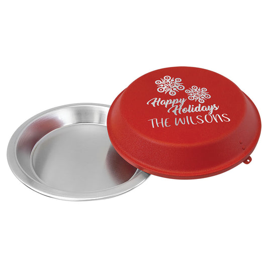 Personalized Laser Engraved 9" Aluminum Pie Pan with Red Lid