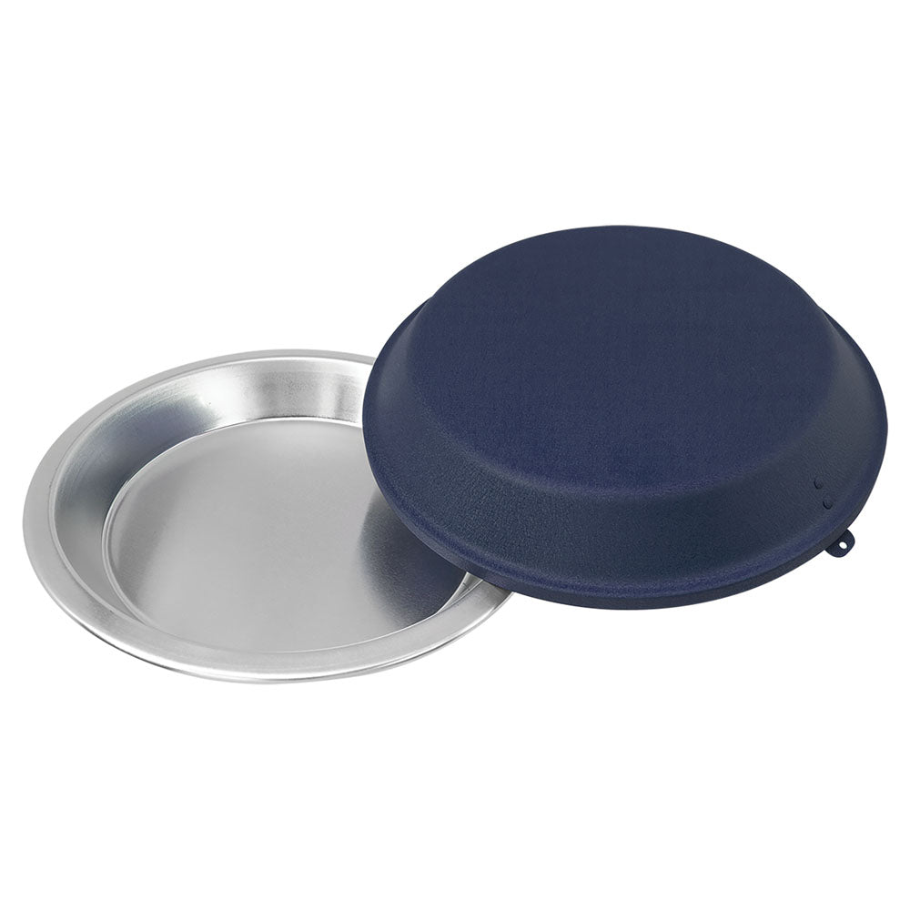 Personalized Laser Engraved 9" Aluminum Pie Pan with Navy Blue Lid