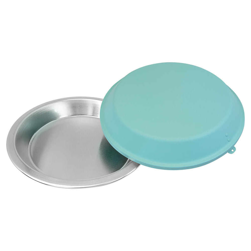 Personalized Laser Engraved 9" Aluminum Pie Pan with Teal Lid