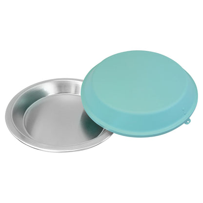 Personalized Laser Engraved 9" Aluminum Pie Pan with Teal Lid