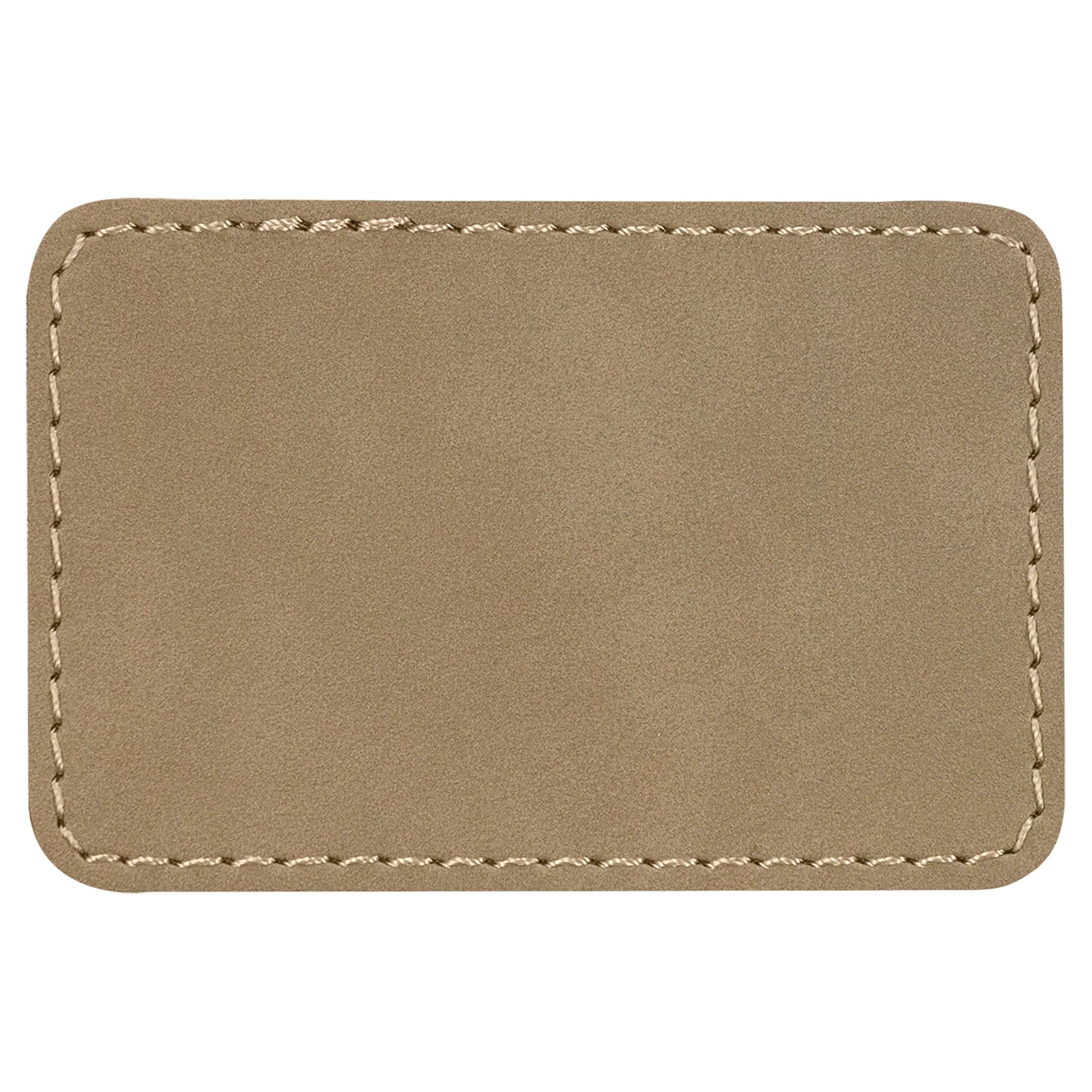 Personalized Laser Engraved 3" x 2" Rectangle Light Brown Leatherette Patch with Adhesive