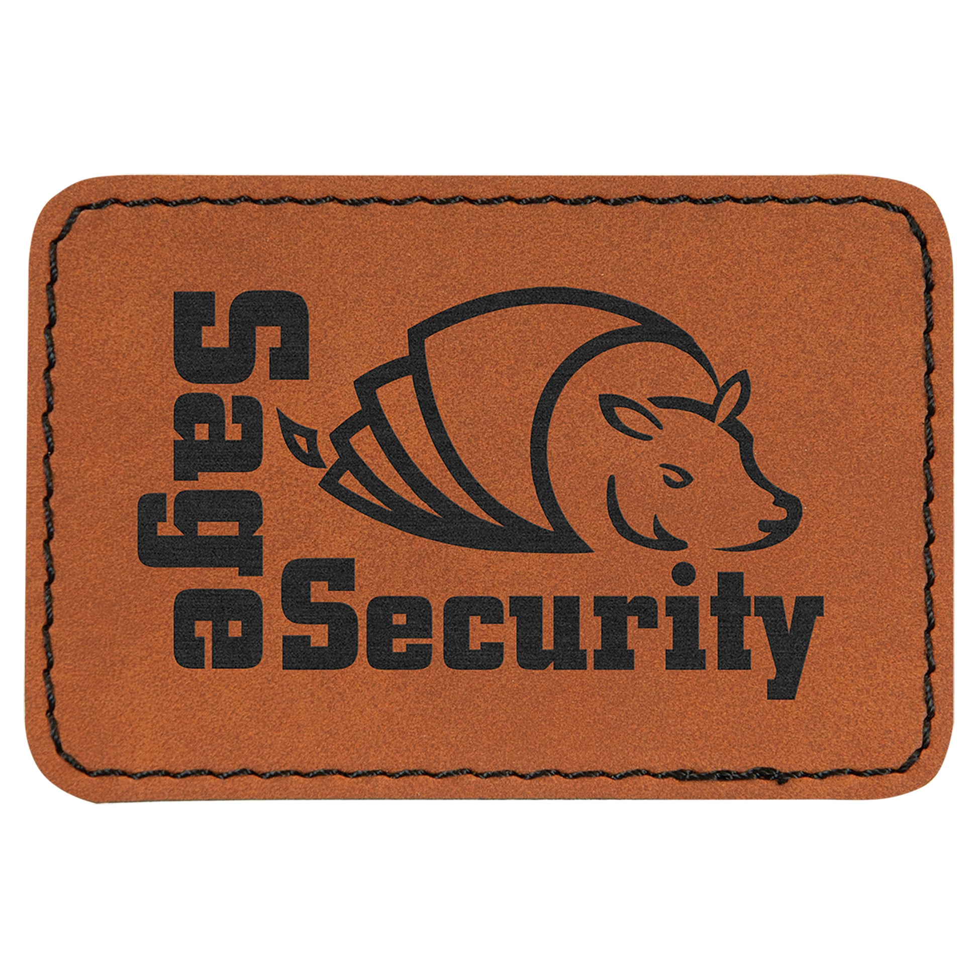  Personalized Laser Engraved 3" x 2" Rectangle Rawhide Leatherette Patch with Adhesive