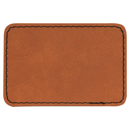 Personalized Laser Engraved 3" x 2" Rectangle Rawhide Leatherette Patch with Adhesive