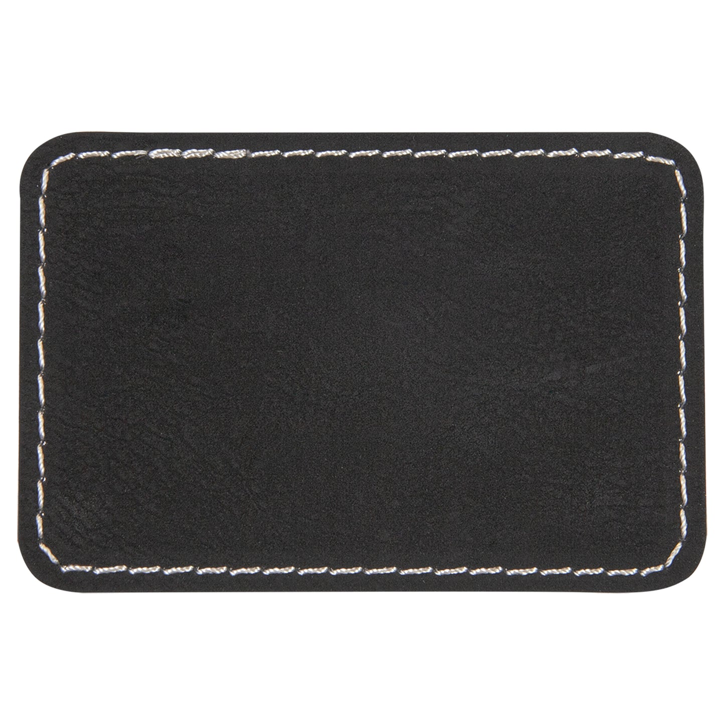 Personalized Laser Engraved 3" x 2" Rectangle Black/Silver Leatherette Patch with Adhesive