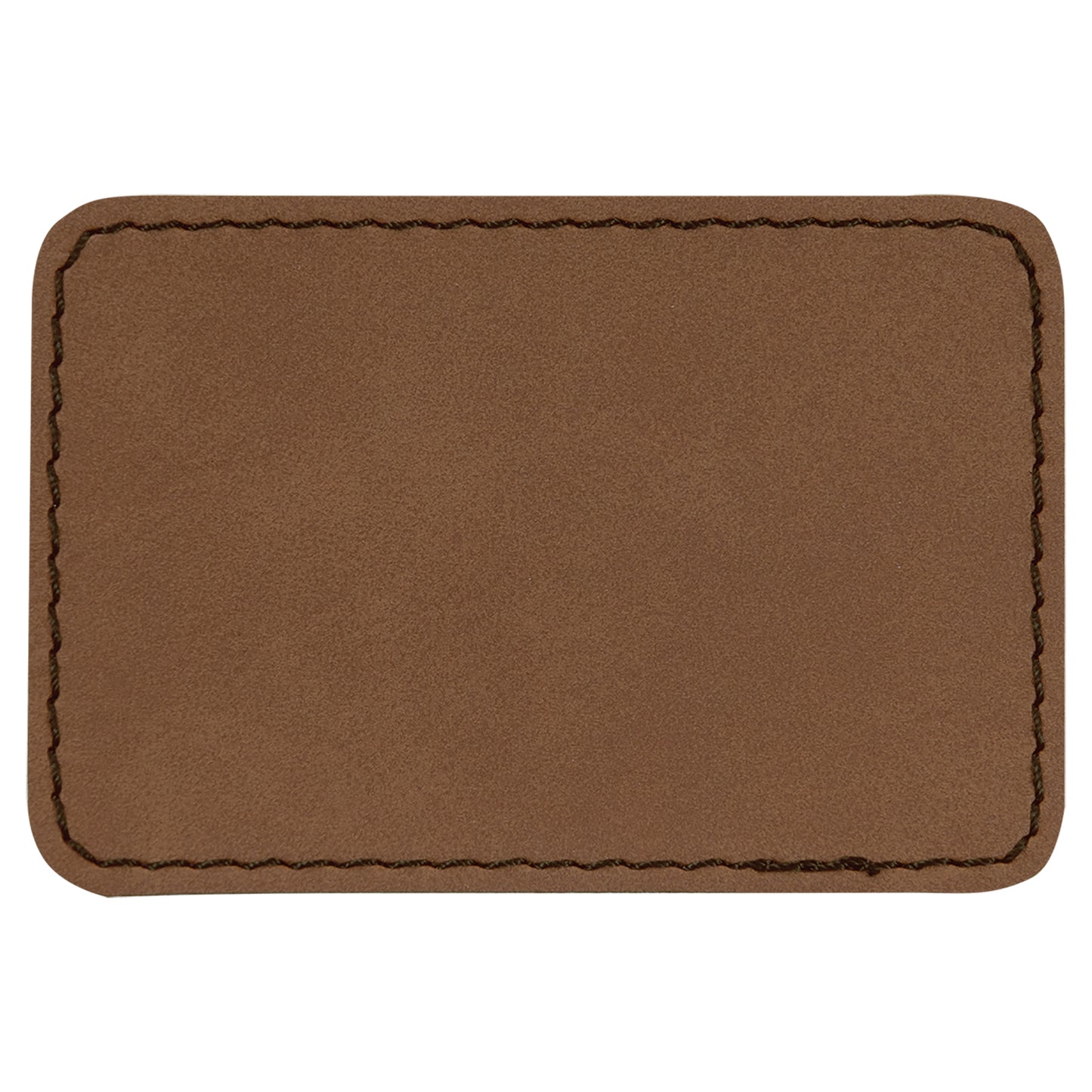 Personalized Laser Engraved 3" x 2" Rectangle Dark Brown Leatherette Patch with Adhesive