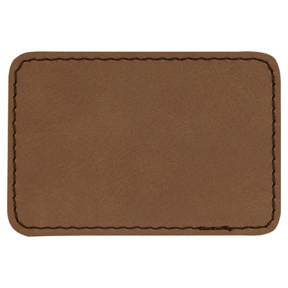 Personalized Laser Engraved 3" x 2" Rectangle Dark Brown Leatherette Patch with Adhesive