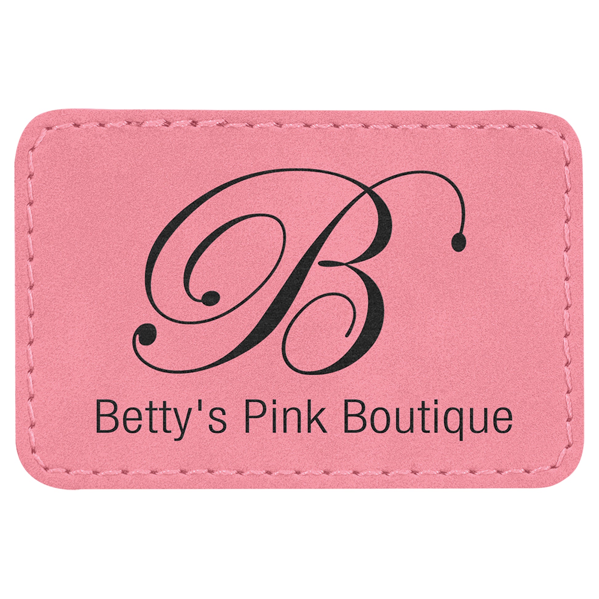  Personalized Laser Engraved 3" x 2" Rectangle Pink Leatherette Patch with Adhesive