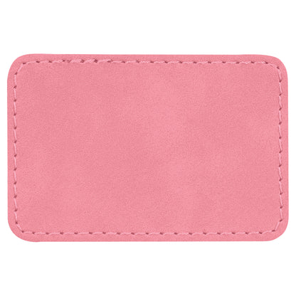 Personalized Laser Engraved 3" x 2" Rectangle Pink Leatherette Patch with Adhesive